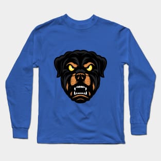 Rottweiler dog head, pets, logo, Long Sleeve T-Shirt